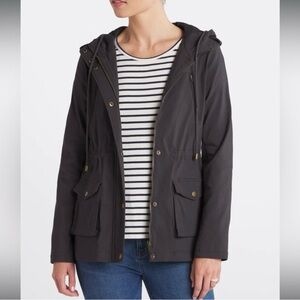 Women's Charcoal Eden Society Holly Contrast Hood Cargo Utility Jacket - Large